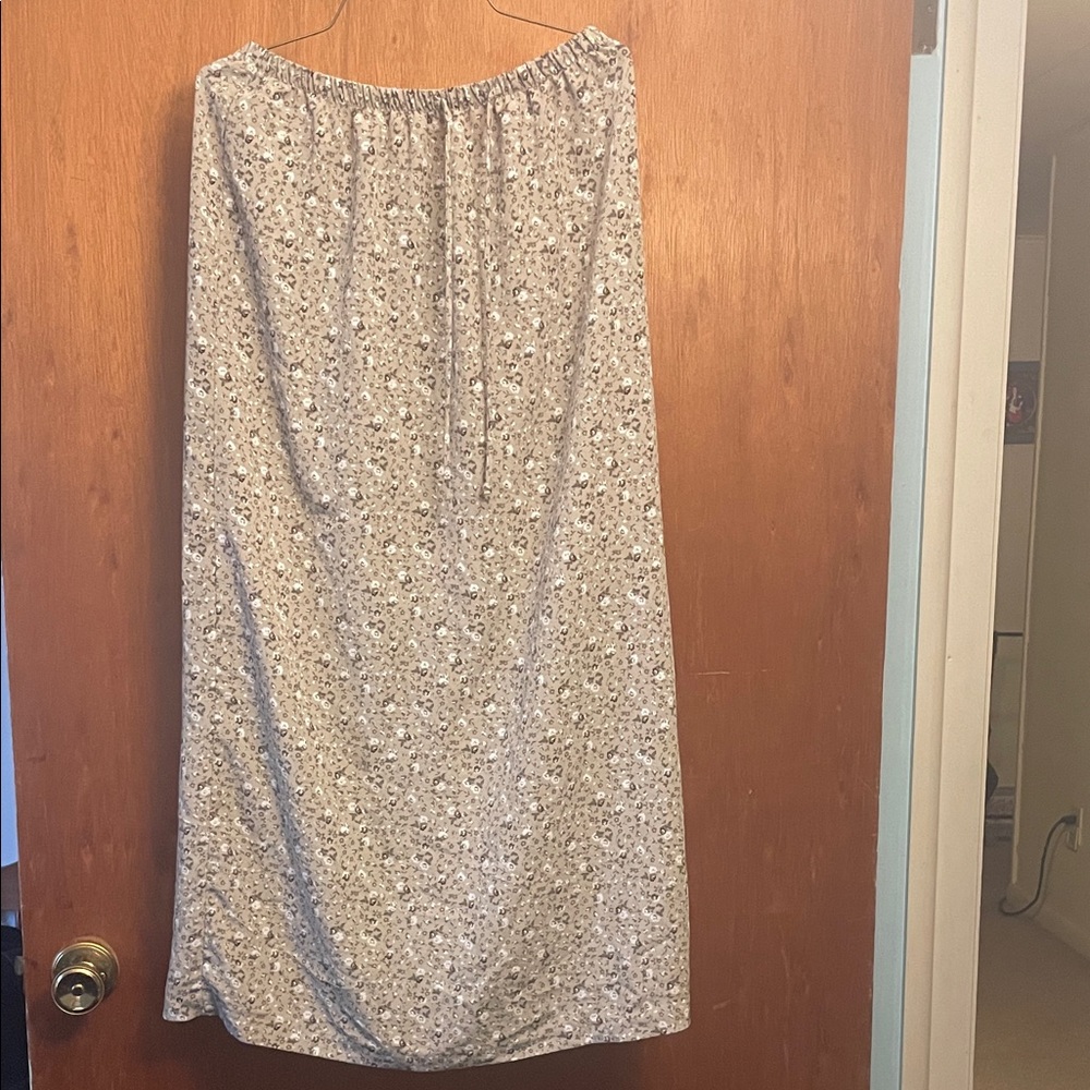 Fashion Bug Floral Maxi Skirt in Cream and Brown